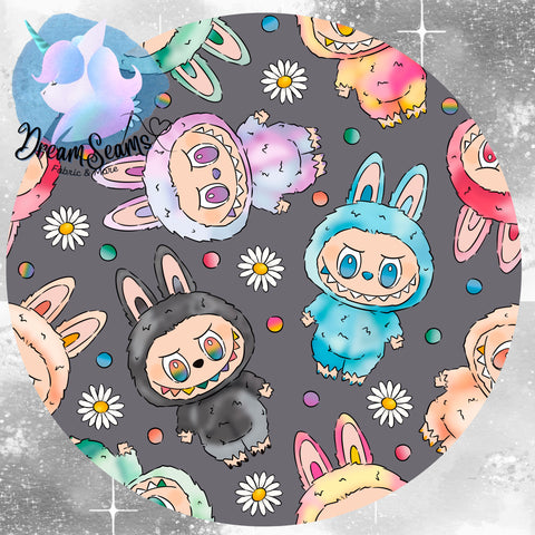 *PRE-ORDER* Cozy & Retro Vibes - Lil Monsters Brights Gray Toss